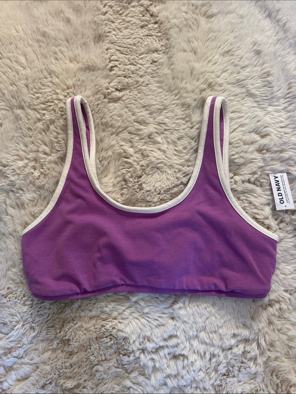 Purple active bra with White Trim